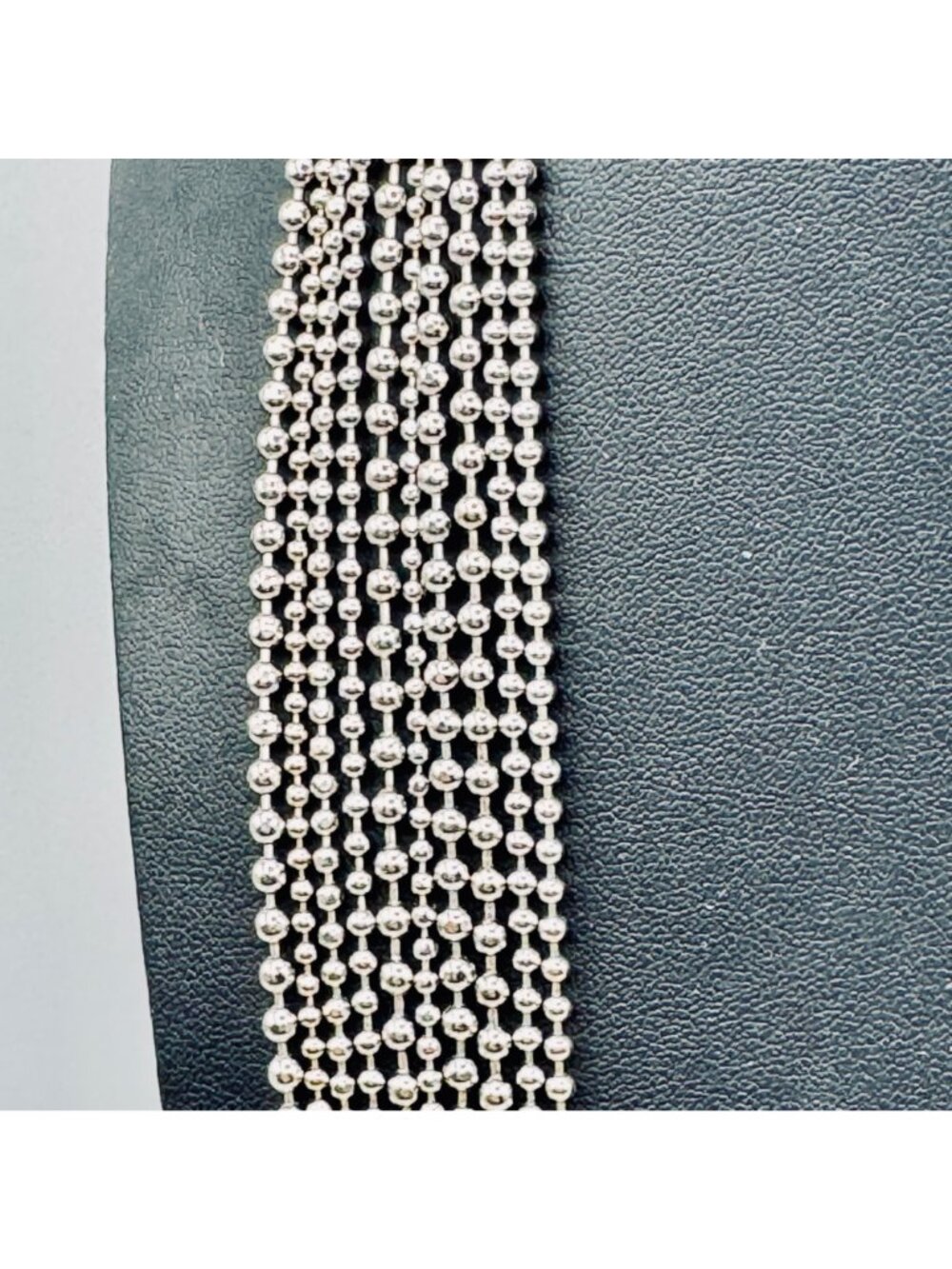 Waterfall Bib Multi-Chain Necklace Graduated 10 Strand Ball Bead Silver Tone - Picture 2 of 6